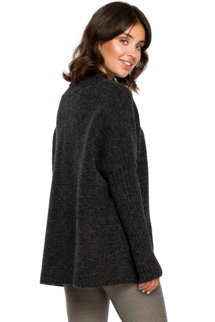 Sweter Damski - Luźny Oversize - antracytowy